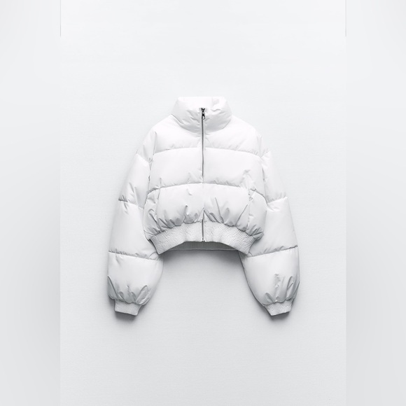 SOLD:Zara | Water and Wind Protection Croped Puffer Anorak|White| Large - Picture 1 of 7